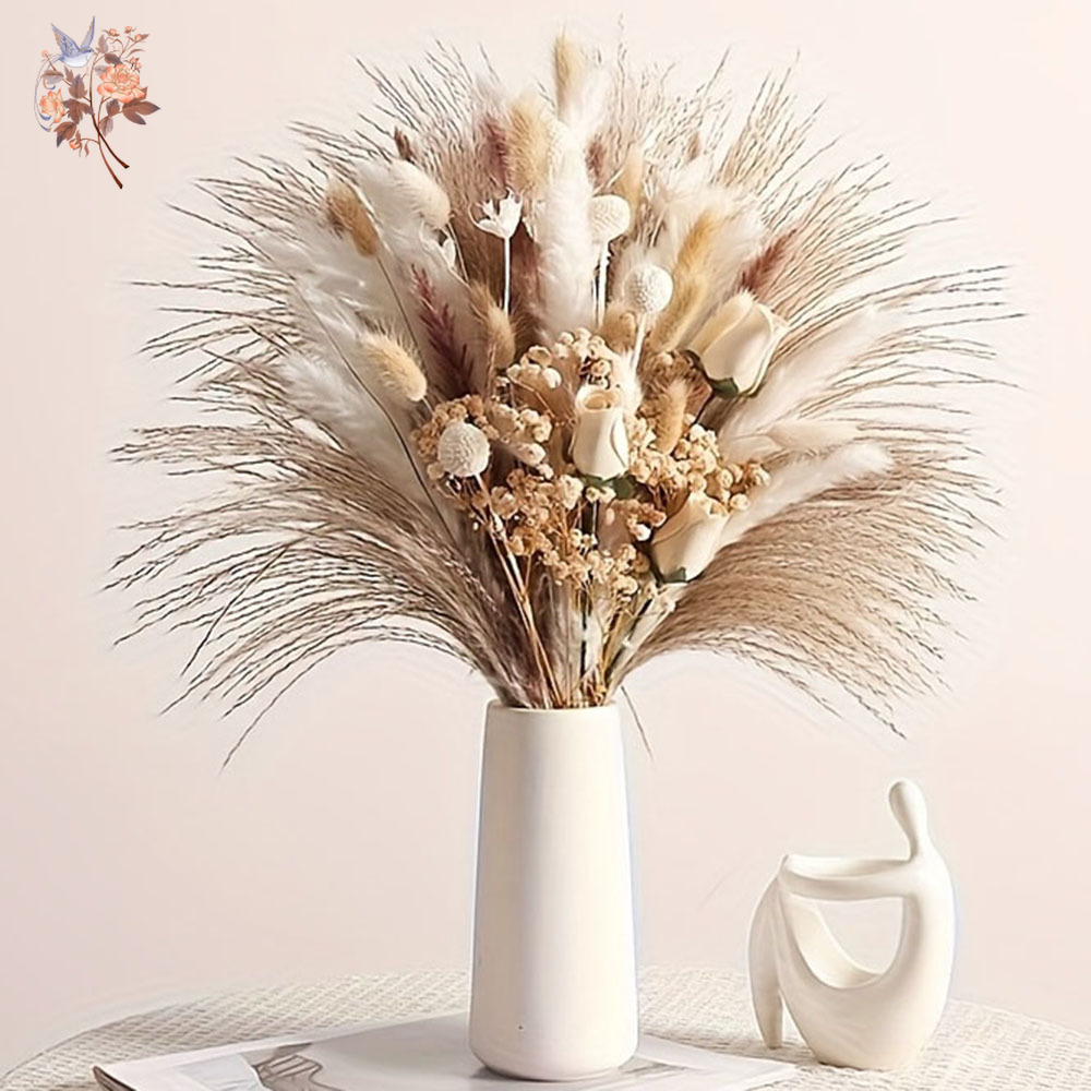 Pampas Grass Decor - 80 szt. Sztucznych Suszonych Kwiatów Bukiet
