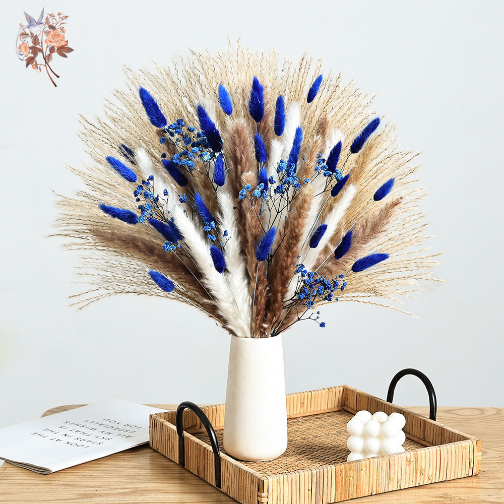Pampas Grass Decor - 70 Gałązek Niebieskiego Puszystego Króliczego Ogonu