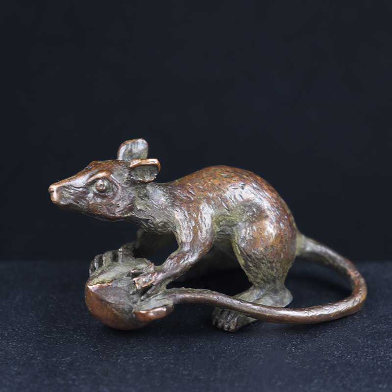 Home Decor Humacao - Antyczna miedziana figurka szczura z długim