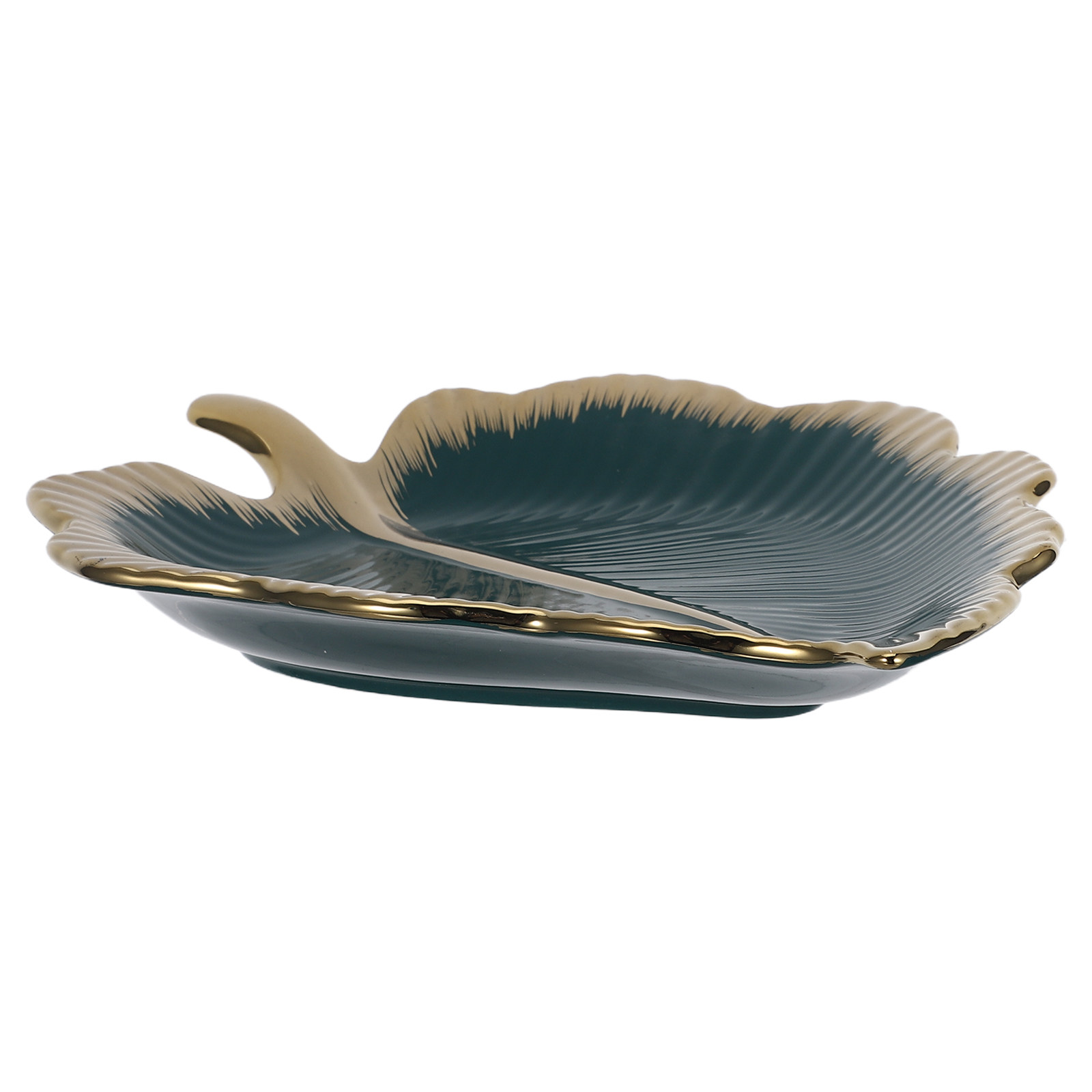 Ceramic Trinket Dish - Ceramiczna miseczka w kształcie liścia, zielona,