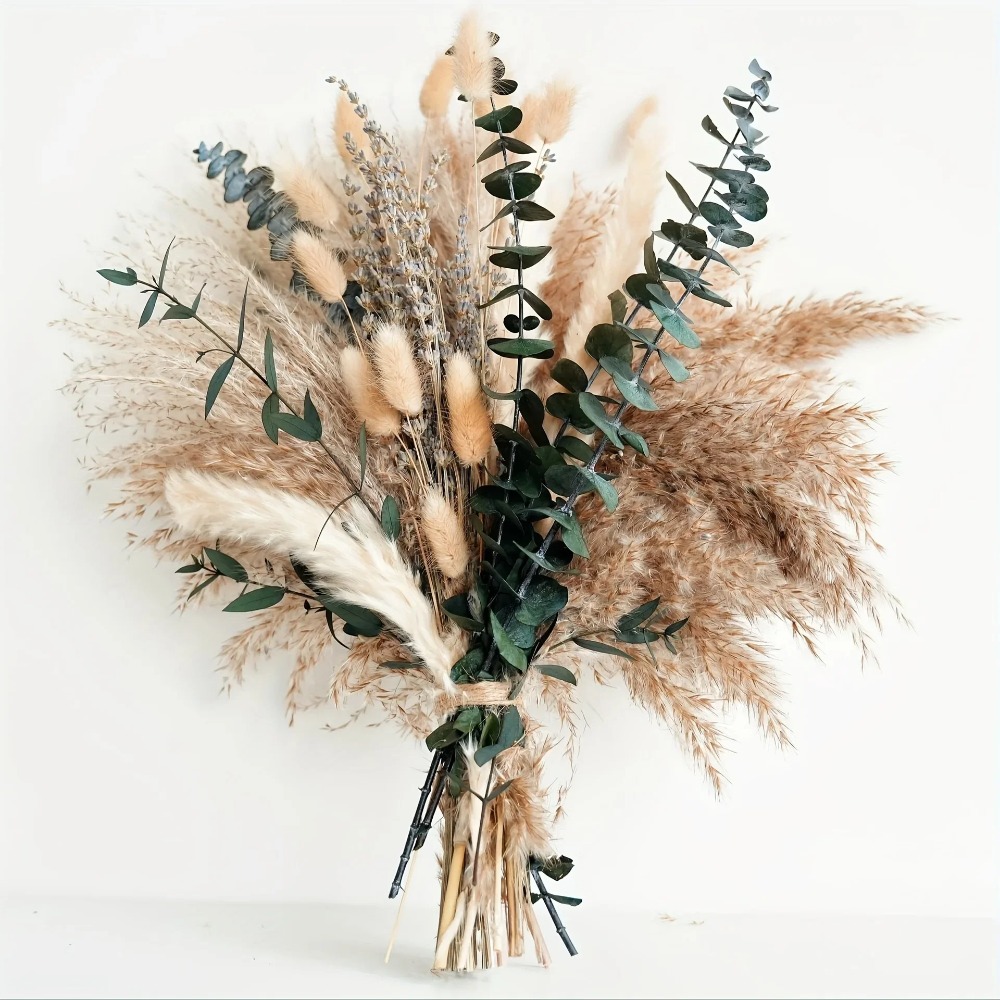 Pampas Grass Decor - 80 Sztuk Naturalnych Suszonych Kwiatów Bukiet