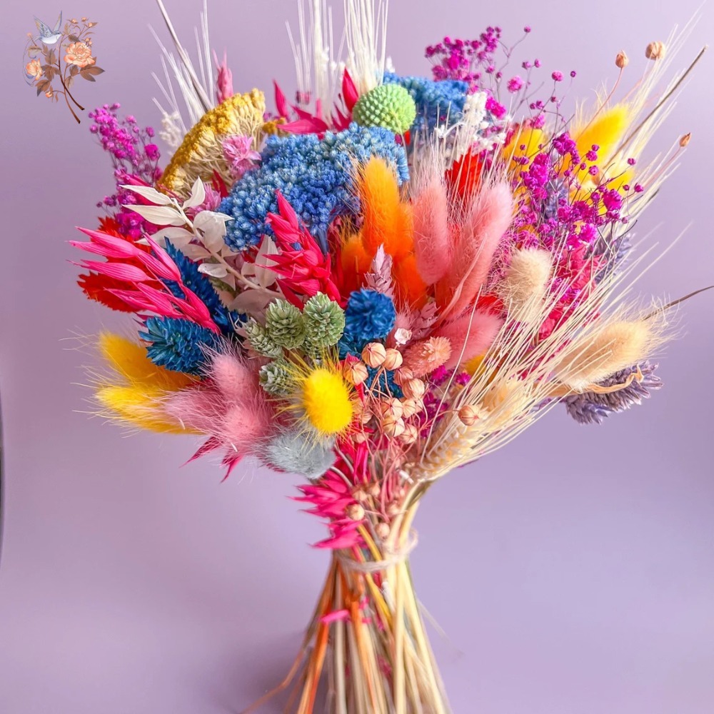 Pampas Grass Decor - Kolorowy Bukiet Ślubny z Suszonych Kwiatów