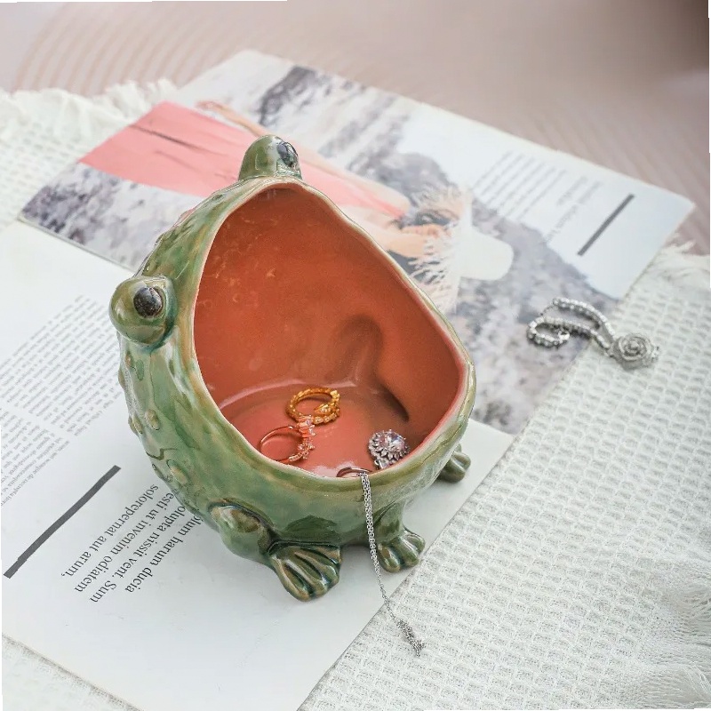 Ceramic Trinket Dish - Ceramiczna żaba - pojemnik na biżuterię,
