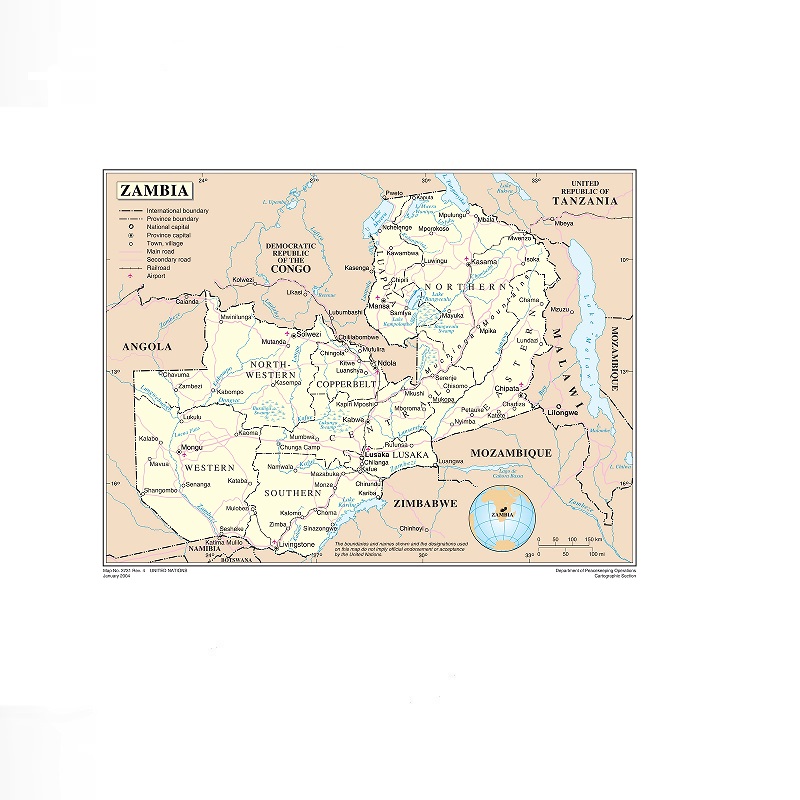 Mapa Zambii, plakat na płótnie – Home Decor Zambia recenzja i cena