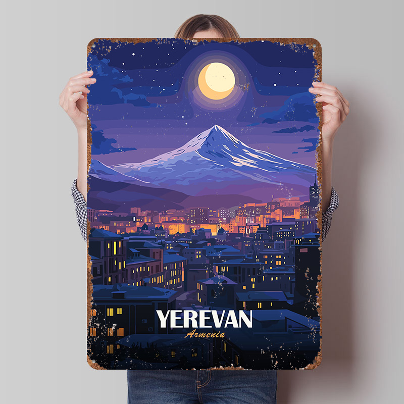 Metalowy plakat z widokiem noc – Home Decor Yerevan recenzja i cena