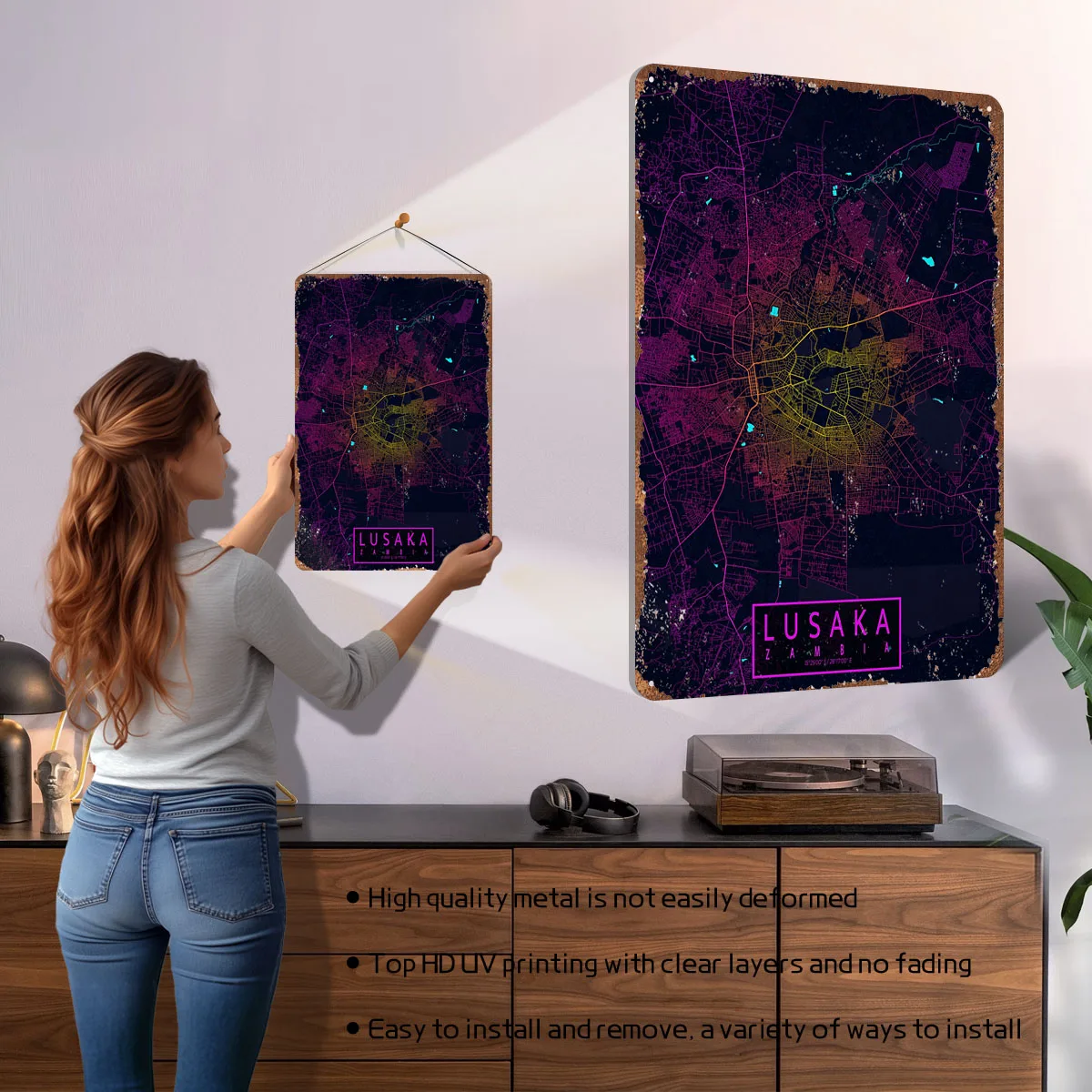 Mapa miasta Lusaka Zambia Neon – Home Decor Zambia recenzja i cena