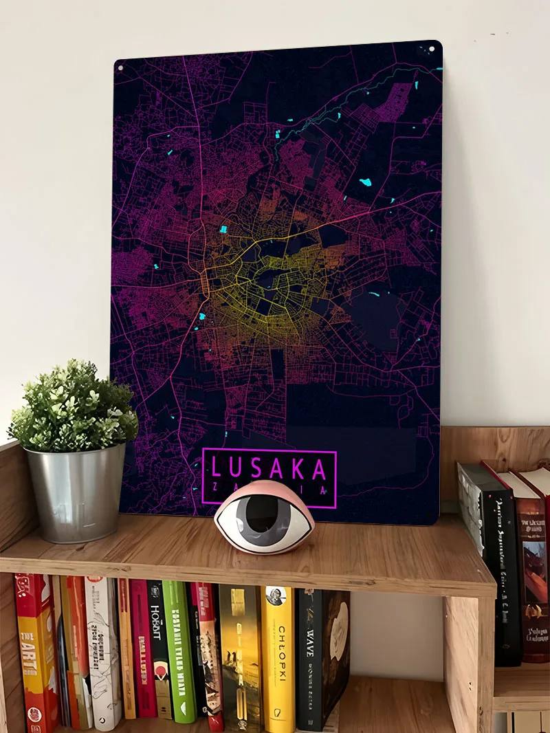Mapa miasta Lusaka Zambia Neon – Home Decor Zambia recenzja i cena